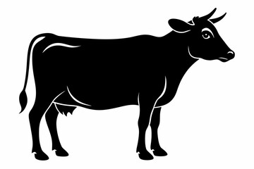 jersey cow silhouette, cow vector illustration, bull, cow icon	

