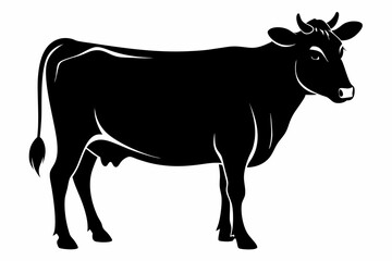 jersey cow silhouette, cow vector illustration, bull, cow icon	
