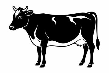 jersey cow silhouette, cow vector illustration, bull, cow icon	
