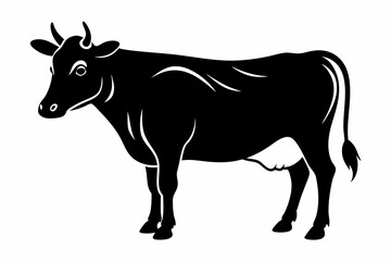 jersey cow silhouette, cow vector illustration, bull, cow icon	
