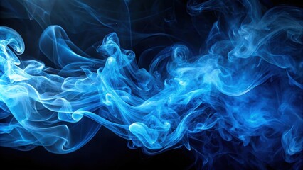 Fototapeta premium Abstract blue smoke swirls on a dark background, smoke, abstract, blue, texture, swirling, ethereal, mysterious, artistic