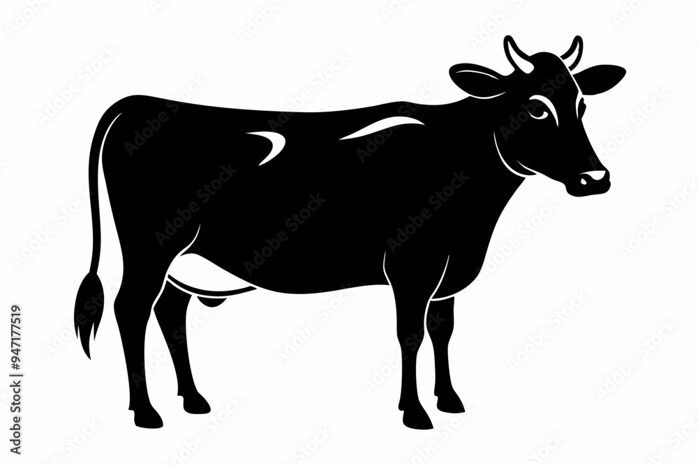 Sticker jersey cow silhouette, cow vector illustration, bull, cow icon	
