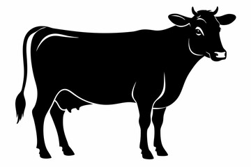 jersey cow silhouette, cow vector illustration, bull, cow icon	
