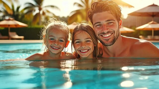 A contented family enjoying their summer vacation