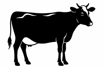 jersey cow silhouette, cow vector illustration, bull, cow icon	
