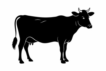 jersey cow silhouette, cow vector illustration, bull, cow icon	
