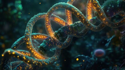 Obraz premium DNA Double Helix - Glowing with Life's Code