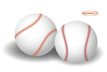 An illustration of two baseballs with distinct red and orange stitching patterns. The baseballs are placed side by side, showcasing their classic design. The image includes a "BASEBALL" label
