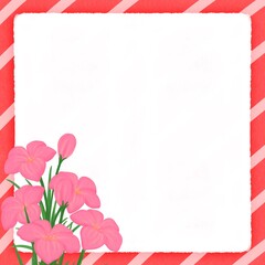 pink zephyrthis white note paper red frame