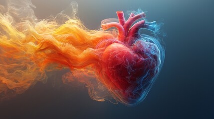 An artistic rendition of a human heart with colorful, flowing ribbons emerging from it, symbolizing life and creativity.