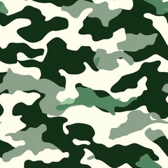 Abstract Camouflage Pattern in Green, White, and Gray