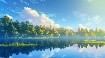 Fototapeta premium 静寂の湖畔の朝3