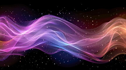 Obraz premium Abstract Glittering Waves Against a Dark Background