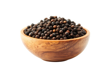 peppercorn in wood bowl isolated on transparent png