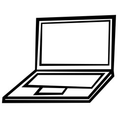 Open laptop for business, work, and digital tasks, handdrawn doodle style.