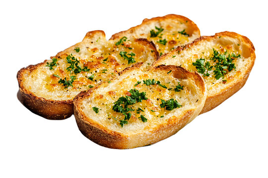 garlic bread in white plate isolated on transparent png