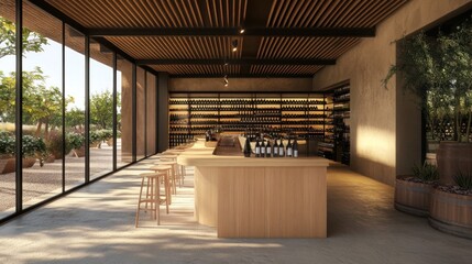 Modern Winery Interior Design with Wine Bar