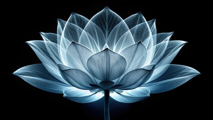 X-ray image of a lotus flower showing intricate inner details, botanical, x-ray, detailed, radiography, lotus, flower
