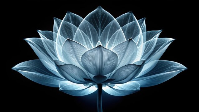 X-ray image of a lotus flower showing intricate inner details