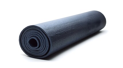Rolled Up Yoga Mat on White Background for Fitness Wellness and Relaxation Activities