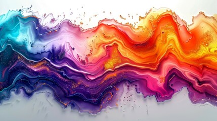 Abstract Swirling Liquid with Glittering Gold and Vibrant Colors