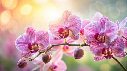 Obraz premium Close up photo of a delicate pink orchid in full bloom, orchid, flower, flora, nature, petal, plant, bloom, exotic, tropical