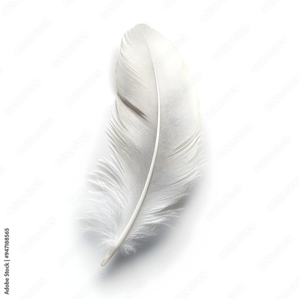 Poster Serene White Feather Floating on Pristine Background