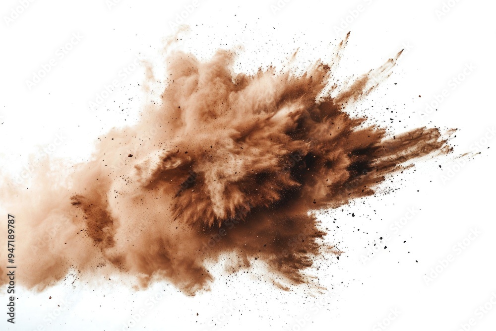 Poster a person throws dirt into the air, creating a cloud of particles