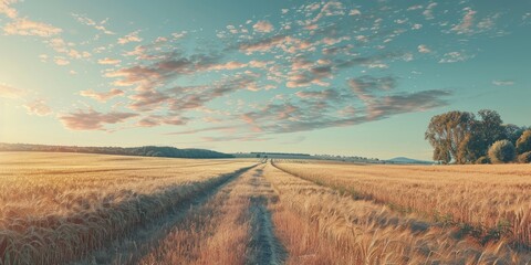 Fototapeta premium Rural landscape of a crop field in the afternoon