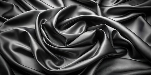 Obraz premium Luxurious black silk background with soft sheen and smooth texture, silk, black, background, luxurious, elegant, fabric, texture