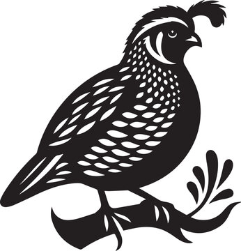 recommend clip art: quail bird black silhouette vector, silhouette vector art illustration