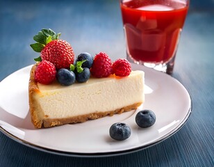 Cheesecake with strawberries on plate