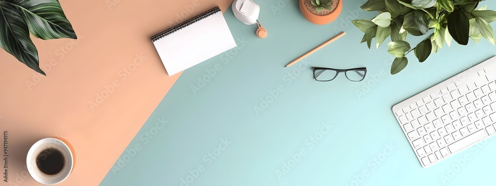 Aufkleber Tidy and Organized Desk with Space for Content Creation