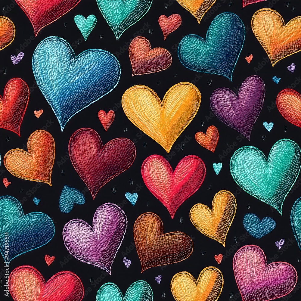 Wall mural seamless pattern of valentines day background with hearts.