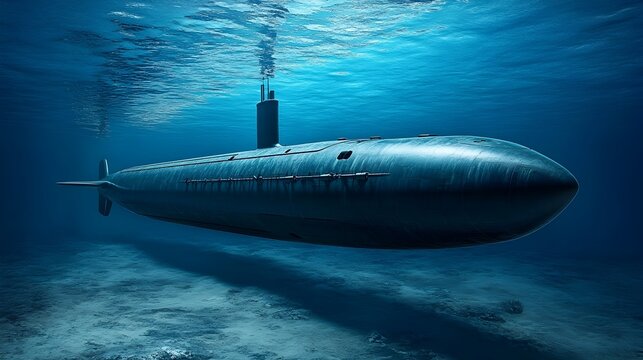 Underwater Submarine With Torpedoes Launching and Propeller in Motion