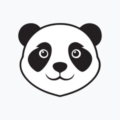 Cute Cartoon Panda Face Icon, Panda Head logo, Smiling Panda Bear, vector illustration.