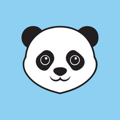 Cute Cartoon Panda Face Icon, Panda Head logo, Smiling Panda Bear, vector illustration.