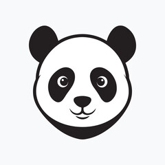 Fototapeta premium Cute Cartoon Panda Face Icon, Panda Head logo, Smiling Panda Bear, vector illustration.