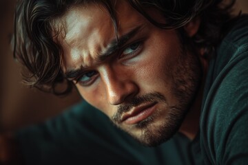 Obraz premium Portrait of a young man with an intense gaze