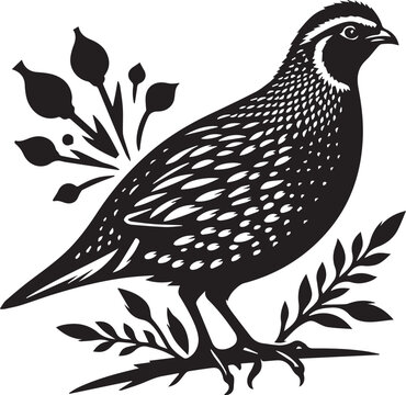 recommend clip art: quail bird black silhouette vector, silhouette vector art illustration