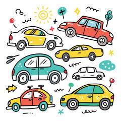 Obraz premium vector cartoon cars, colorful flat design