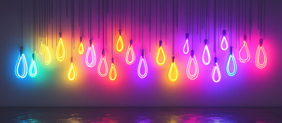 Generative AI, The Charm of Colorful Neon Bulbs