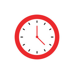 Flat clock icon isolated on white background. Vector Illustration.