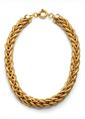 Gold necklace on isolated white background, Clipping path