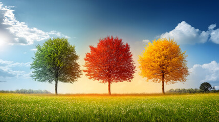 Three Trees in Different Seasons