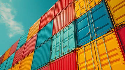 Fototapeta premium Stacked Shipping Containers 