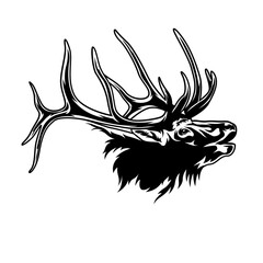 Elk | Deer | Outdoor Hunting | Wildlife | Hunting Season | Elk Deer Family | Antler Hunter | Wild Animal | Original Illustration | Vector and Clipart | Cutfile and Stencil