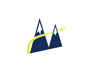 travel logo modern, airplane and mountain