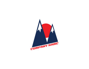 travel logo modern, airplane and mountain