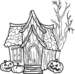 Cute Ghost Castle Halloween slogan retro design t-shirt design. Illustration Halloween card Haunted house